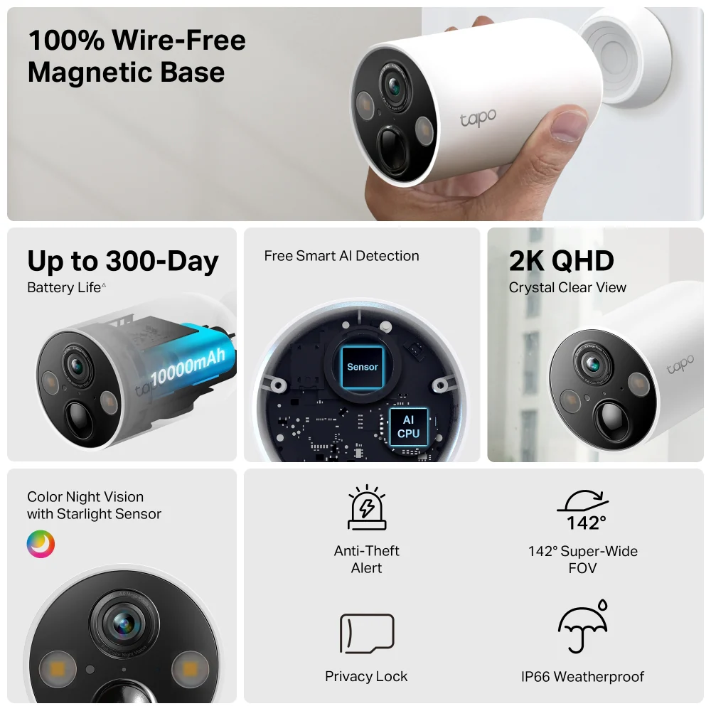 Tapo C425 Series | Battery-Powered Outdoor Security Camera, 2K QHD, Colour Night Vision - Image 5