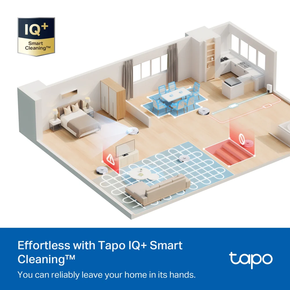 Tapo RV30 Max Plus White | Robot Vacuum & Mop with Auto-Empty Dock, 5300Pa Suction, LiDAR Navigation - Image 9