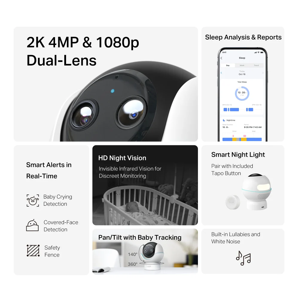 Tapo C840 | Dual-Lens Smart Baby Camera, 2K + 1080P, Baby Cry Detection - Image 5