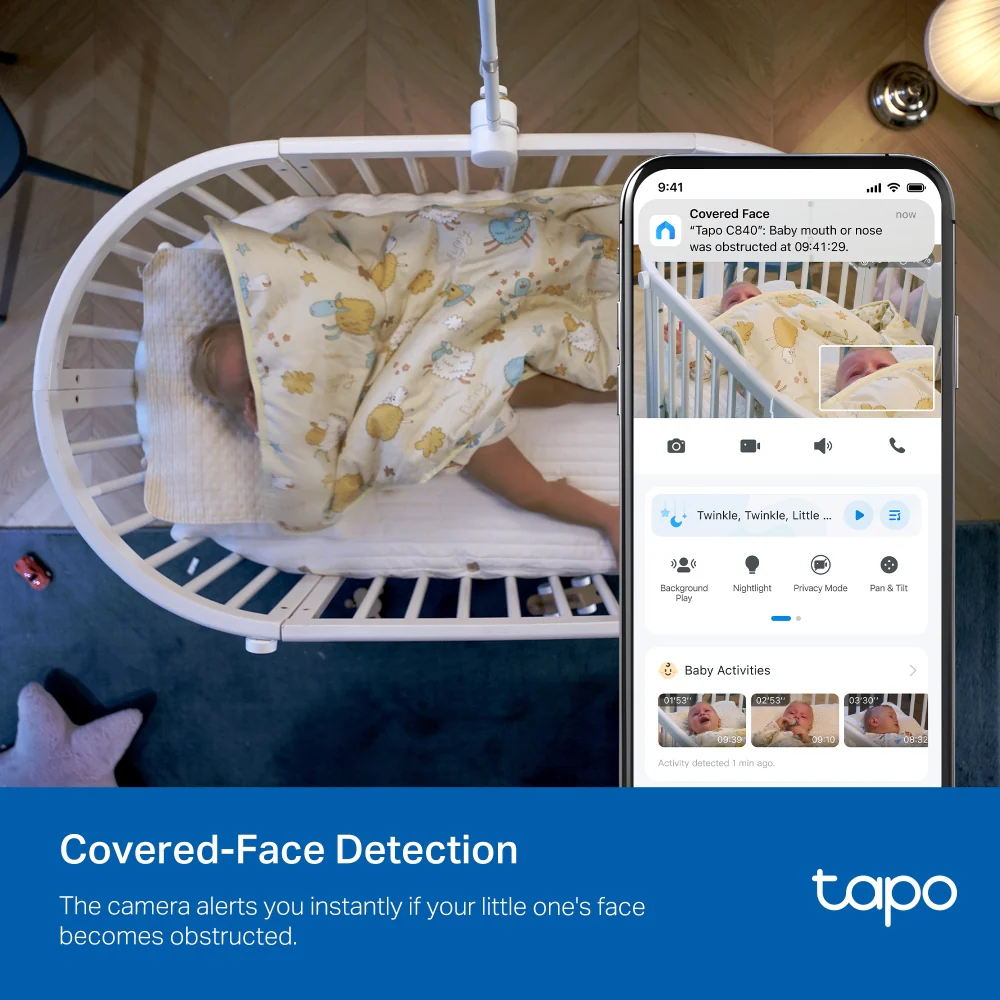 Tapo C840 | Dual-Lens Smart Baby Camera, 2K + 1080P, Baby Cry Detection - Image 8