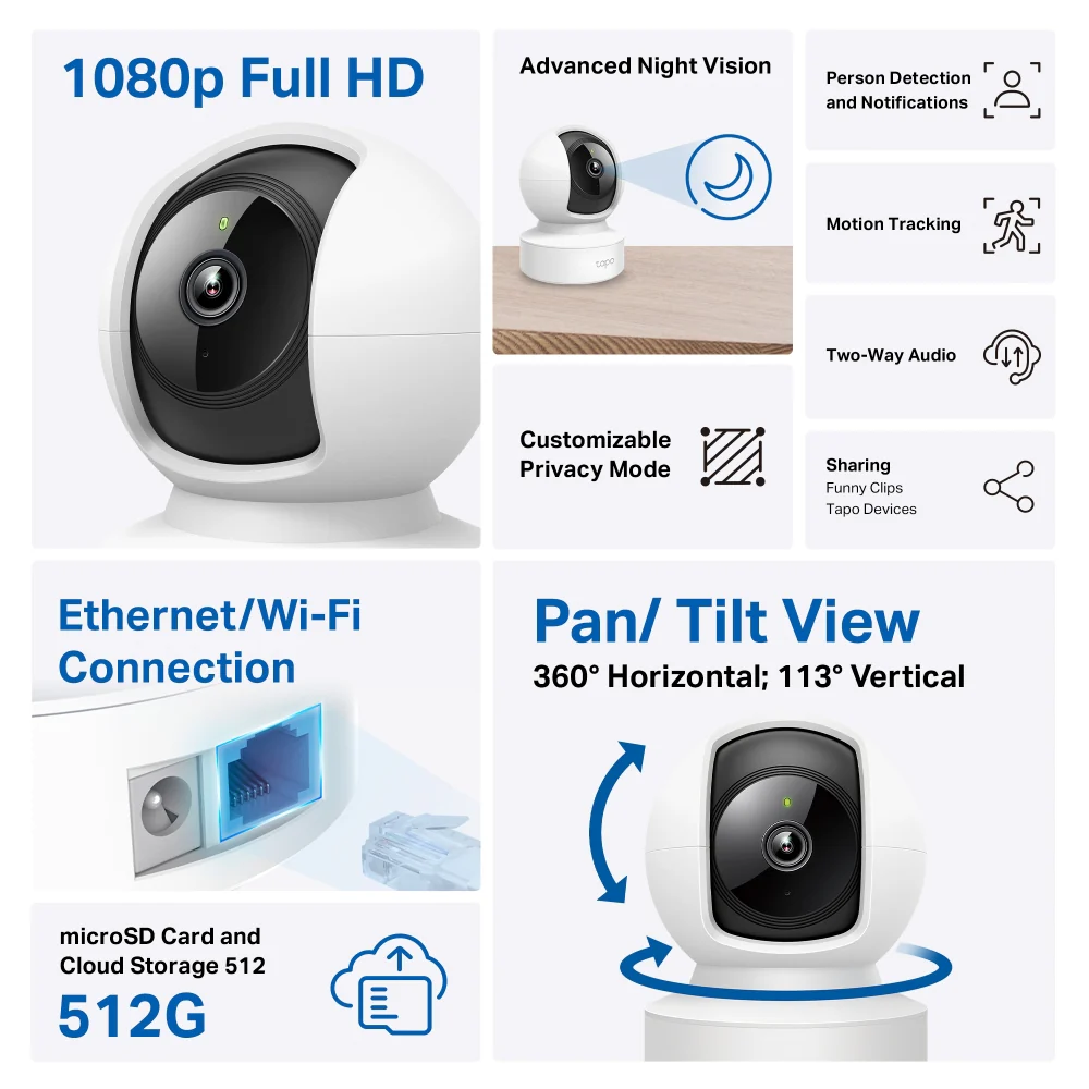 Tapo C202 | Pan/Tilt Home Security Camera, 1080P, Night Vision - Image 2