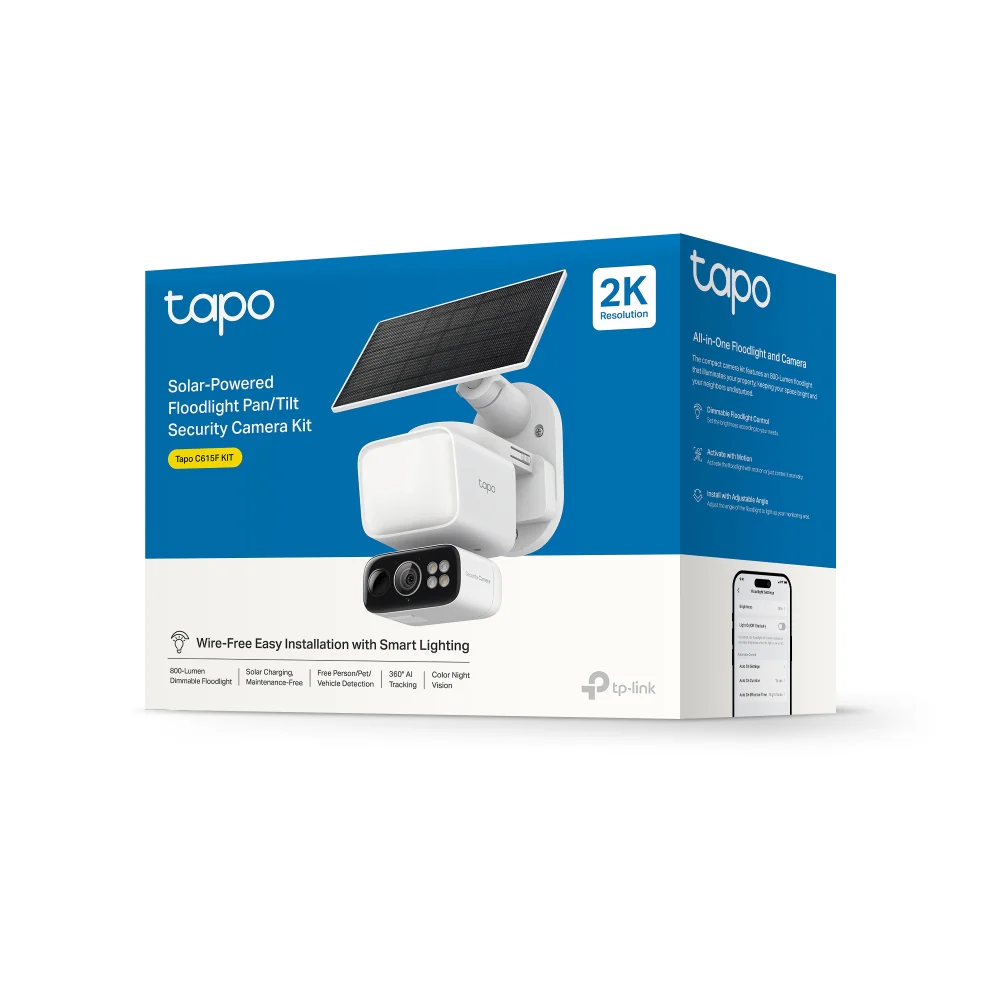 Tapo C615F KIT | Solar Floodlight Pan/Tilt Security Camera Kit, 2K 3MP, AI Tracking - Image 15