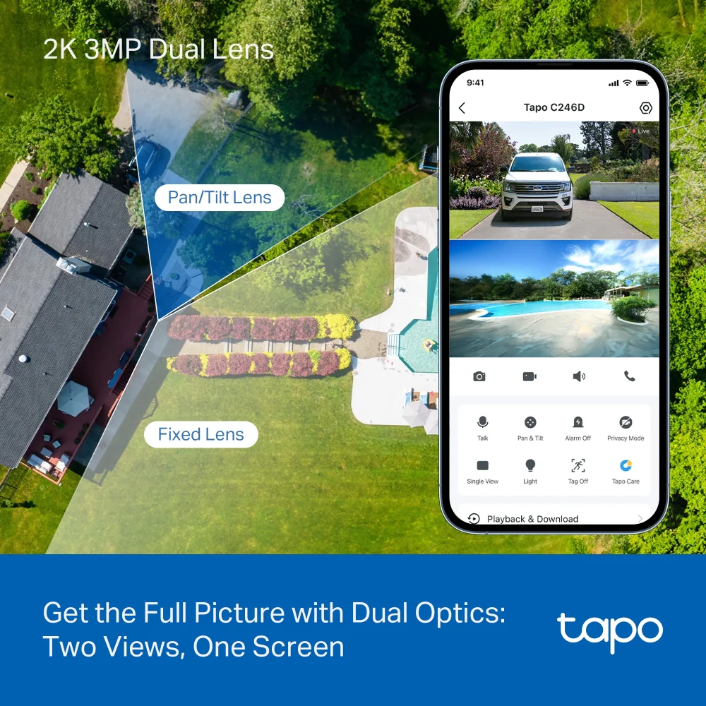 Tapo C246D | Dual-Lens Pan/Tilt Security Camera, Dual 2K 3MP, AI Detection - Image 5