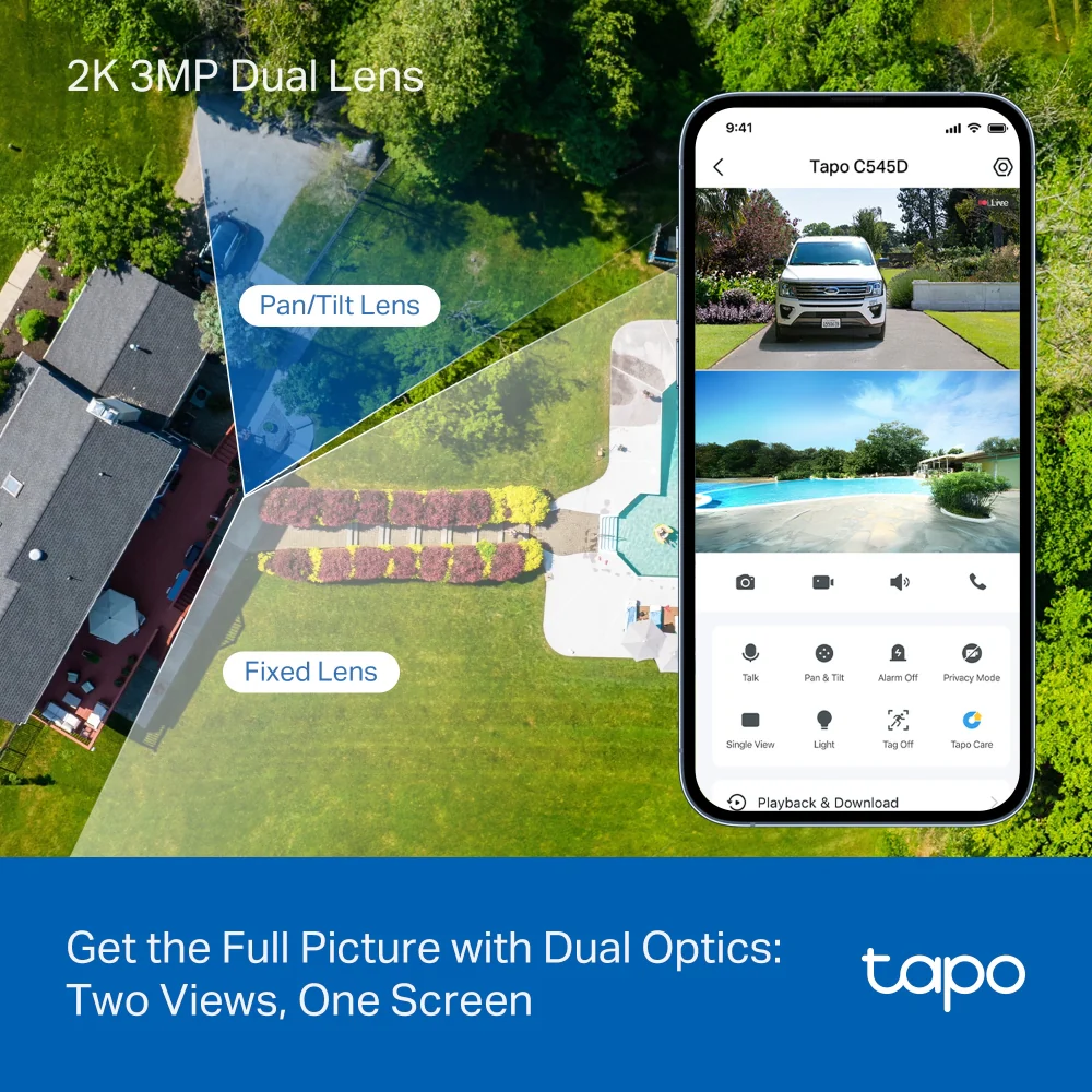 Tapo C545D | Outdoor Dual-Lens Pan/Tilt Security Camera, Dual 2K 3MP, AI Detection - Image 2