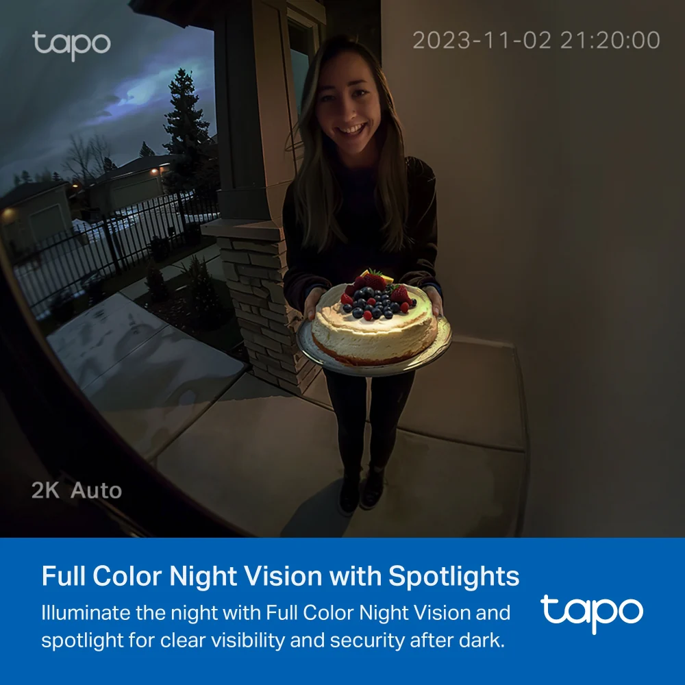 TD21 | Tapo Video Doorbell Camera, 2K Clarity, Full Colour Night Vision - Image 3