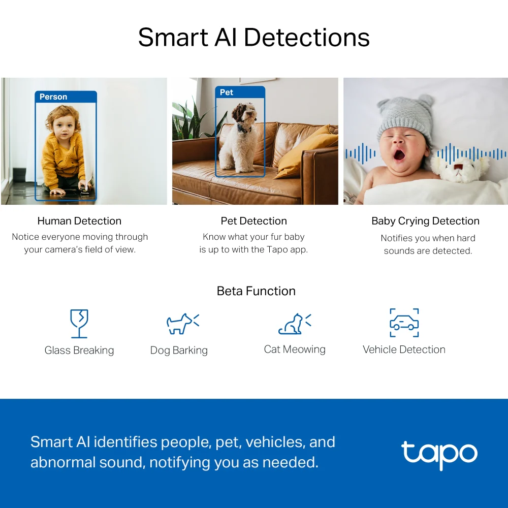 Tapo TC72 | Pan/Tilt AI Home Security Wi-Fi Camera, 2K 4MP, Pan & Tilt, Night Vision - Image 5
